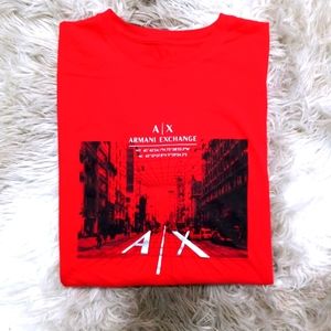 Red Armani Exchange Graphic Tee